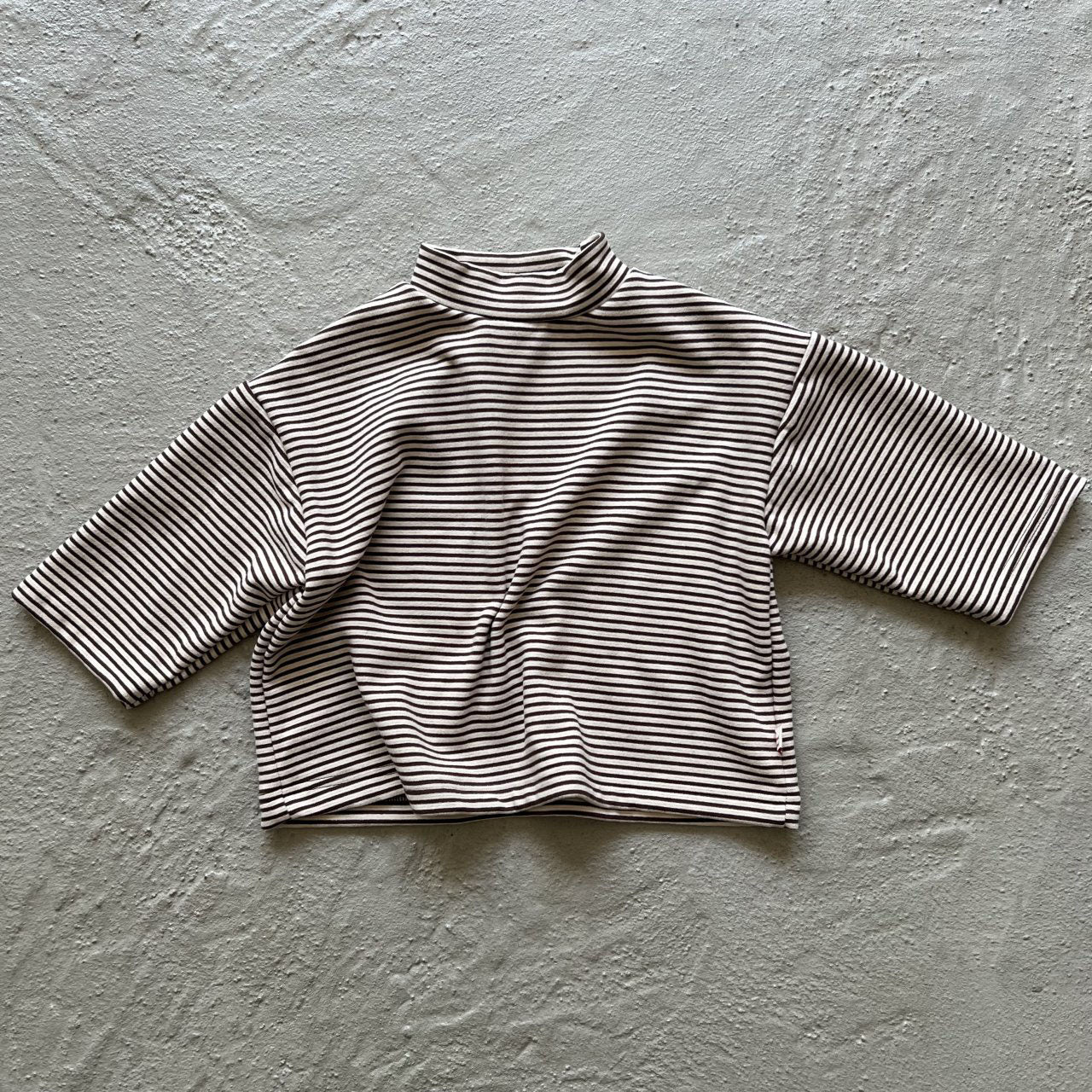 Toddler W25 Stripe Mock Neck Long Sleeve Top (2-7y) - Beige
