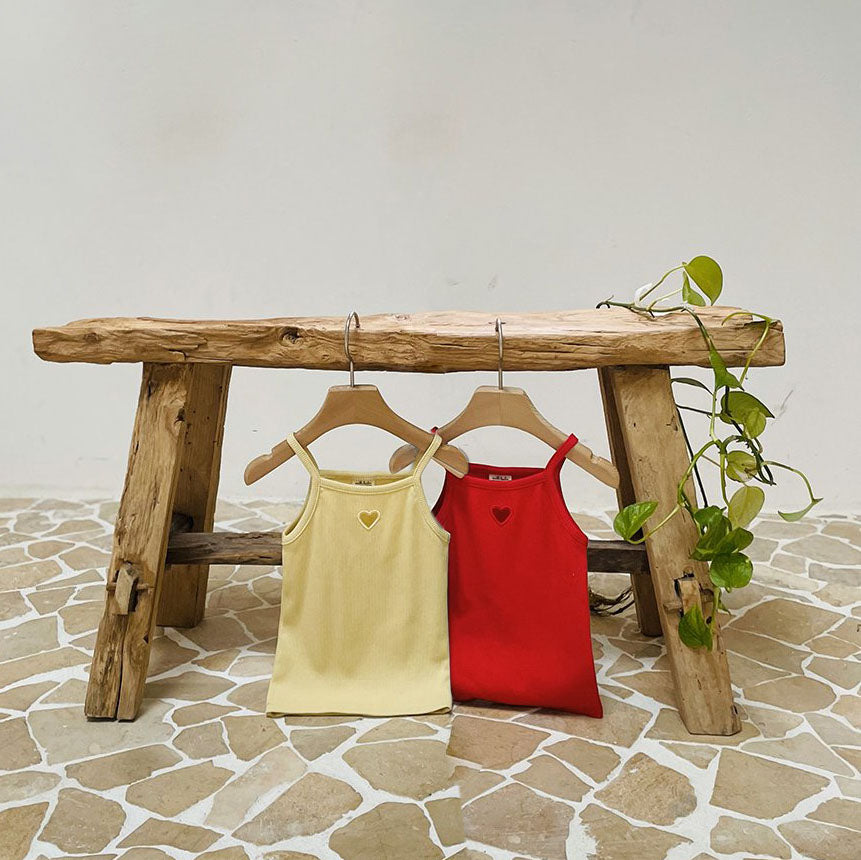 Toddler Milk SS25 Noodle Strap Heart Cut Out Top (1-7y) - 2 Colors - AT NOON STORE