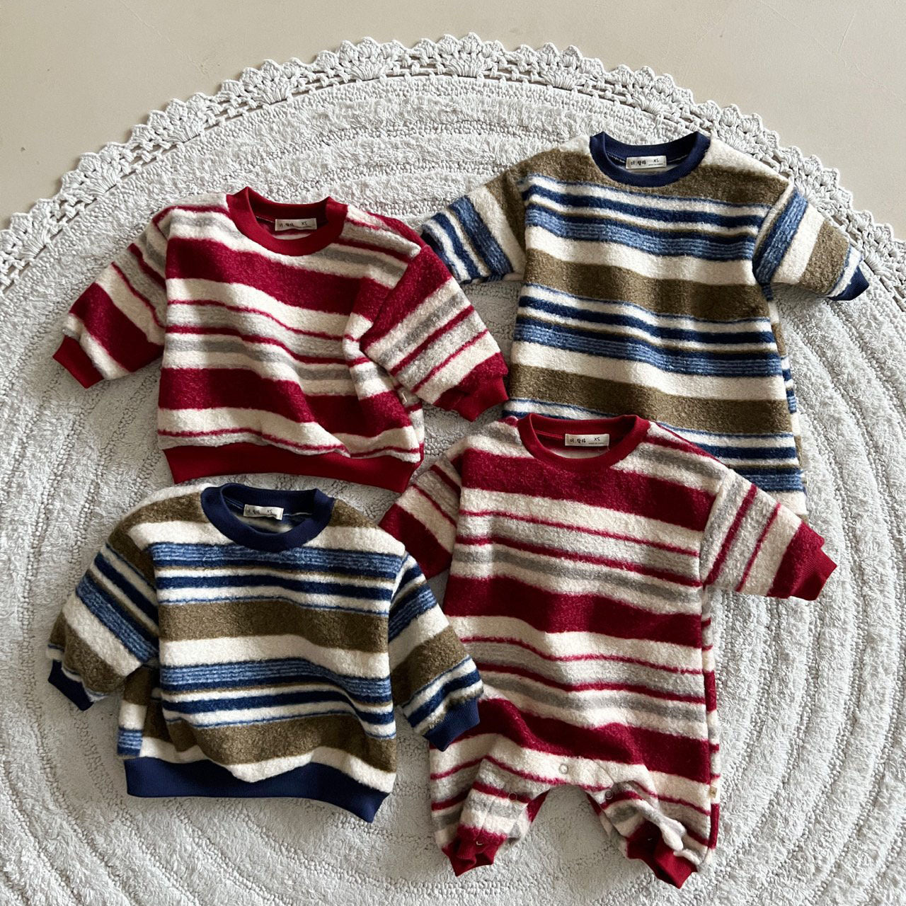Baby Lala FW25 Stripe Fluffy Romper (6-24m) - 2 Colors - AT NOON STORE