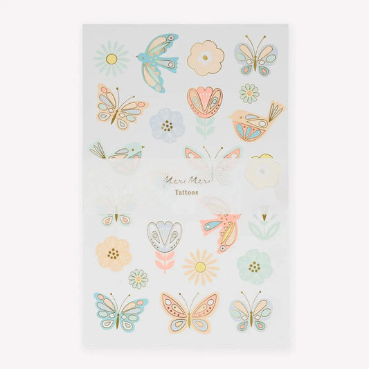 MeriMeri Birds & Butterflies Tattoo Sheets (x 2 sheets) - AT NOON STORE