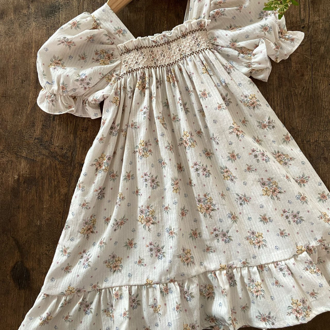 Girls Ann SS25 Floral Puff Short Sleeve Ruffle Dress (3-5y) - Floral