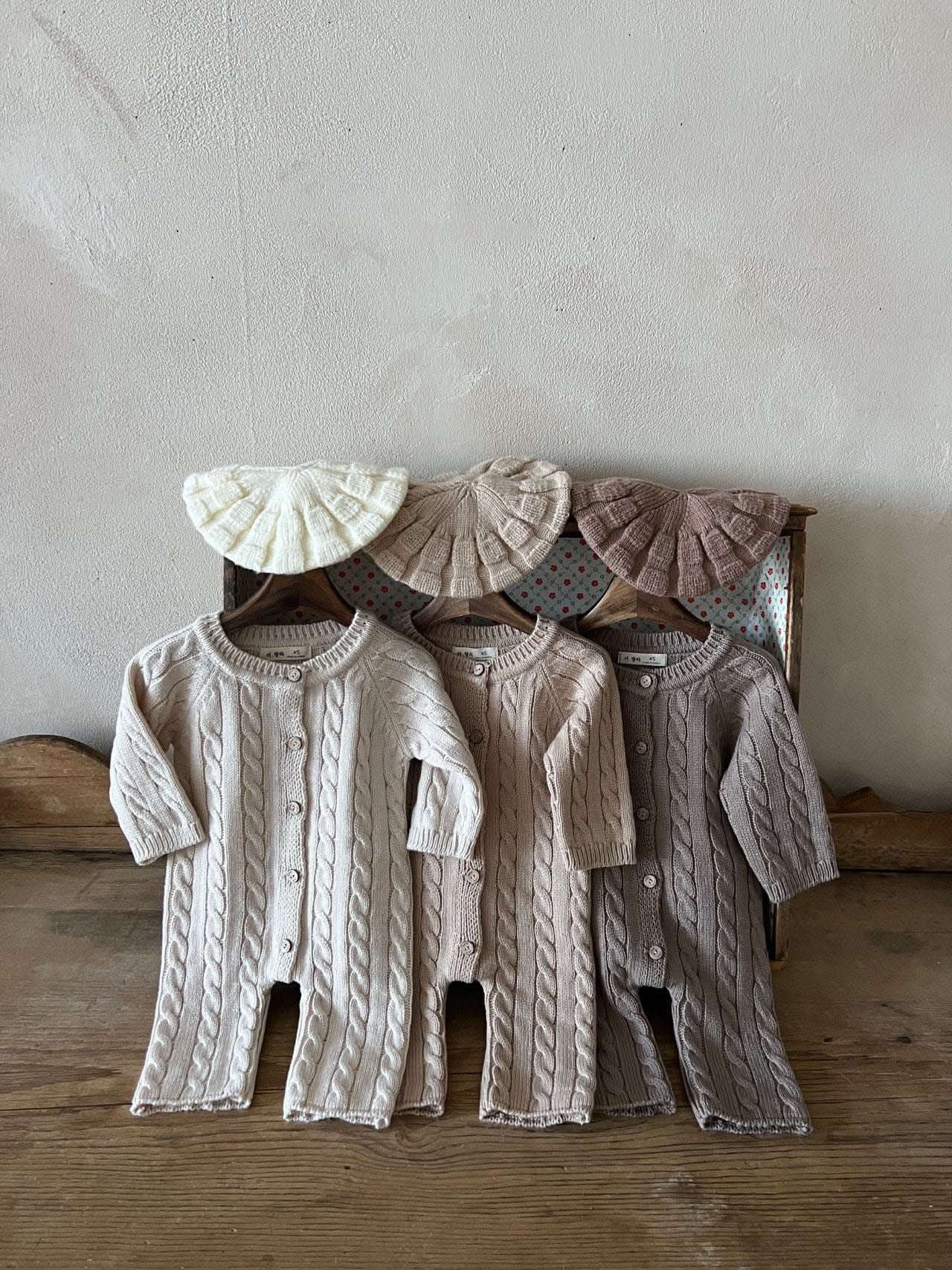 Baby Cable Knit Sweater Long Sleeve Jumpsuit (0-24m) - 3 Colors - AT NOON STORE