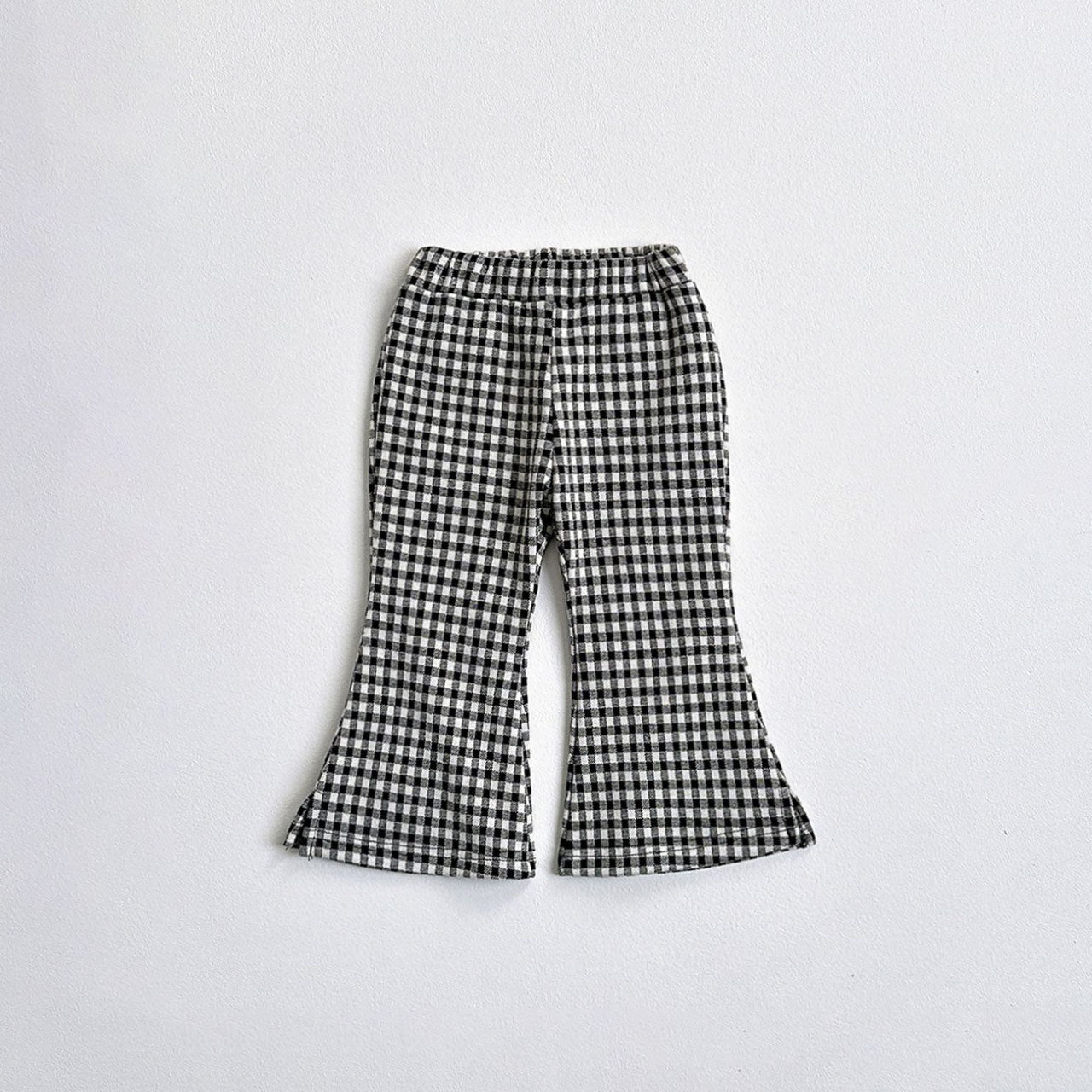 Toddler F25 Gingham Side Slit Flare Pants (1-6y) - Black - AT NOON STORE