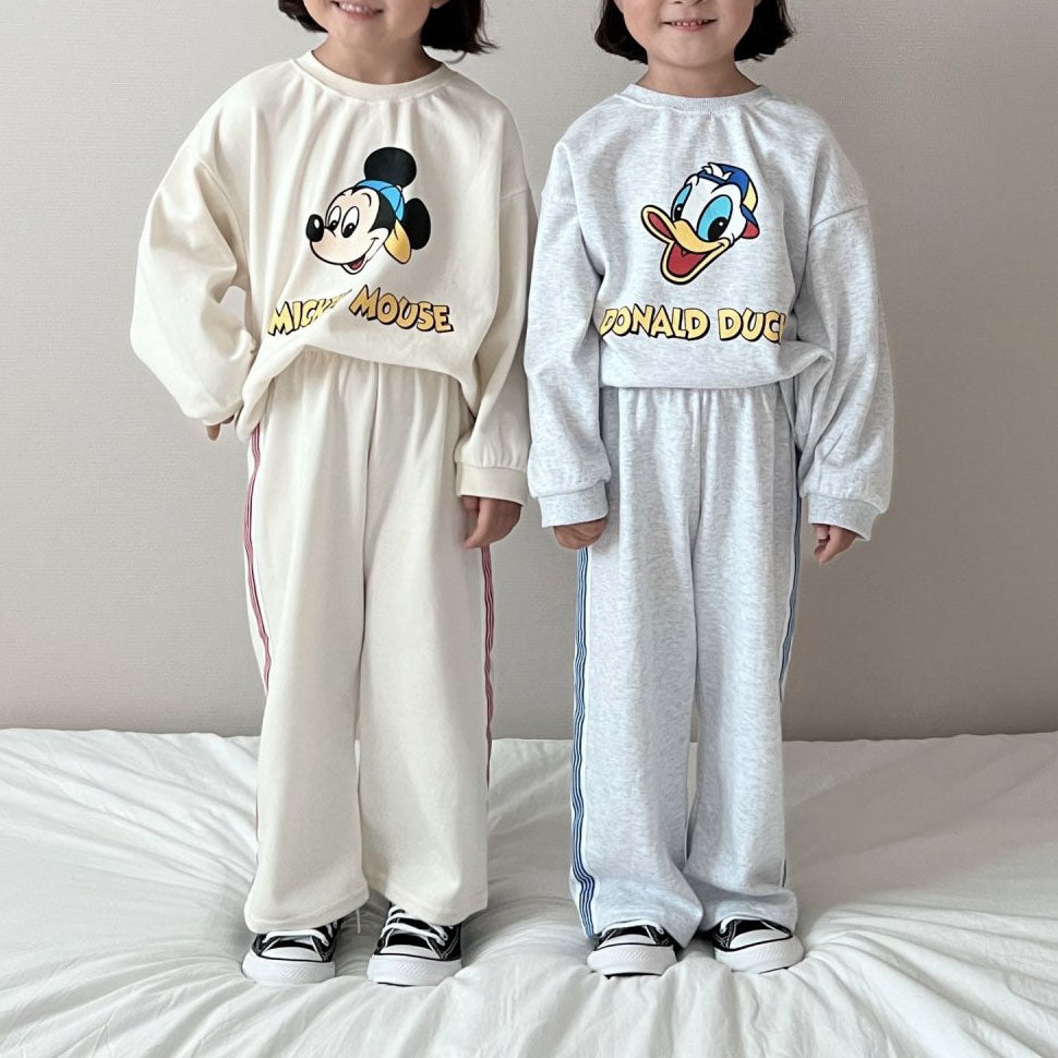 Toddler F25 Disney Long Sleeve Sweatshirt and Side Tape Wide Pants Set (1-6y) -2 Colors - AT NOON STORE
