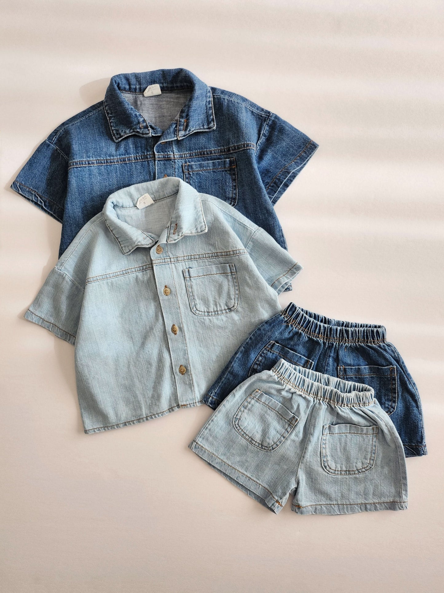 Toddler Short Sleeve Denim Shirt (6m-5y) - 2 Colors - AT NOON STORE
