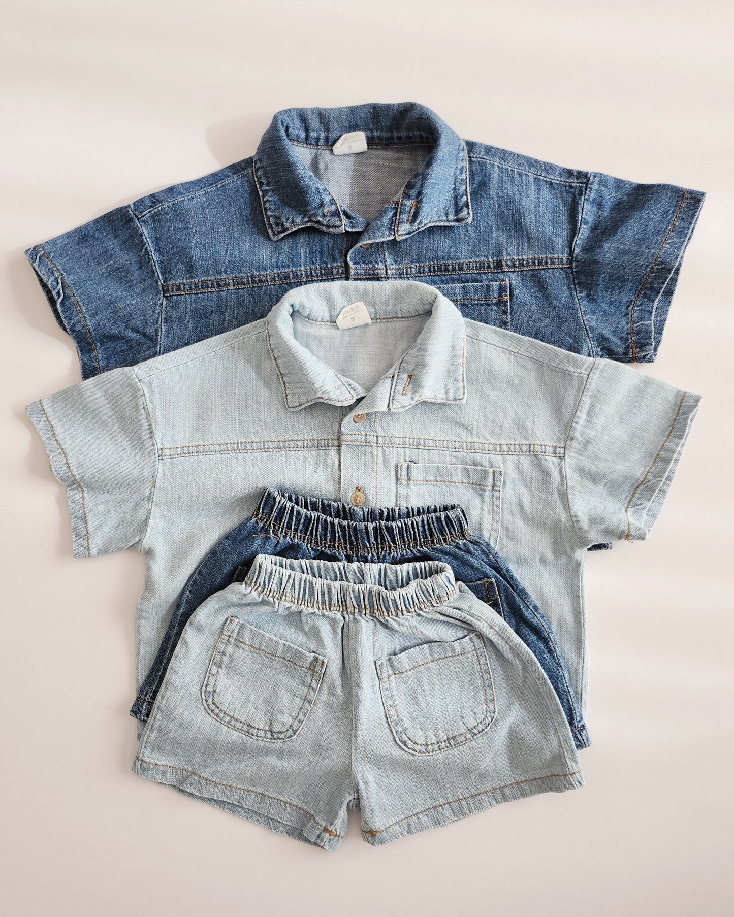 Toddler Short Sleeve Denim Shirt (6m-5y) - 2 Colors - AT NOON STORE