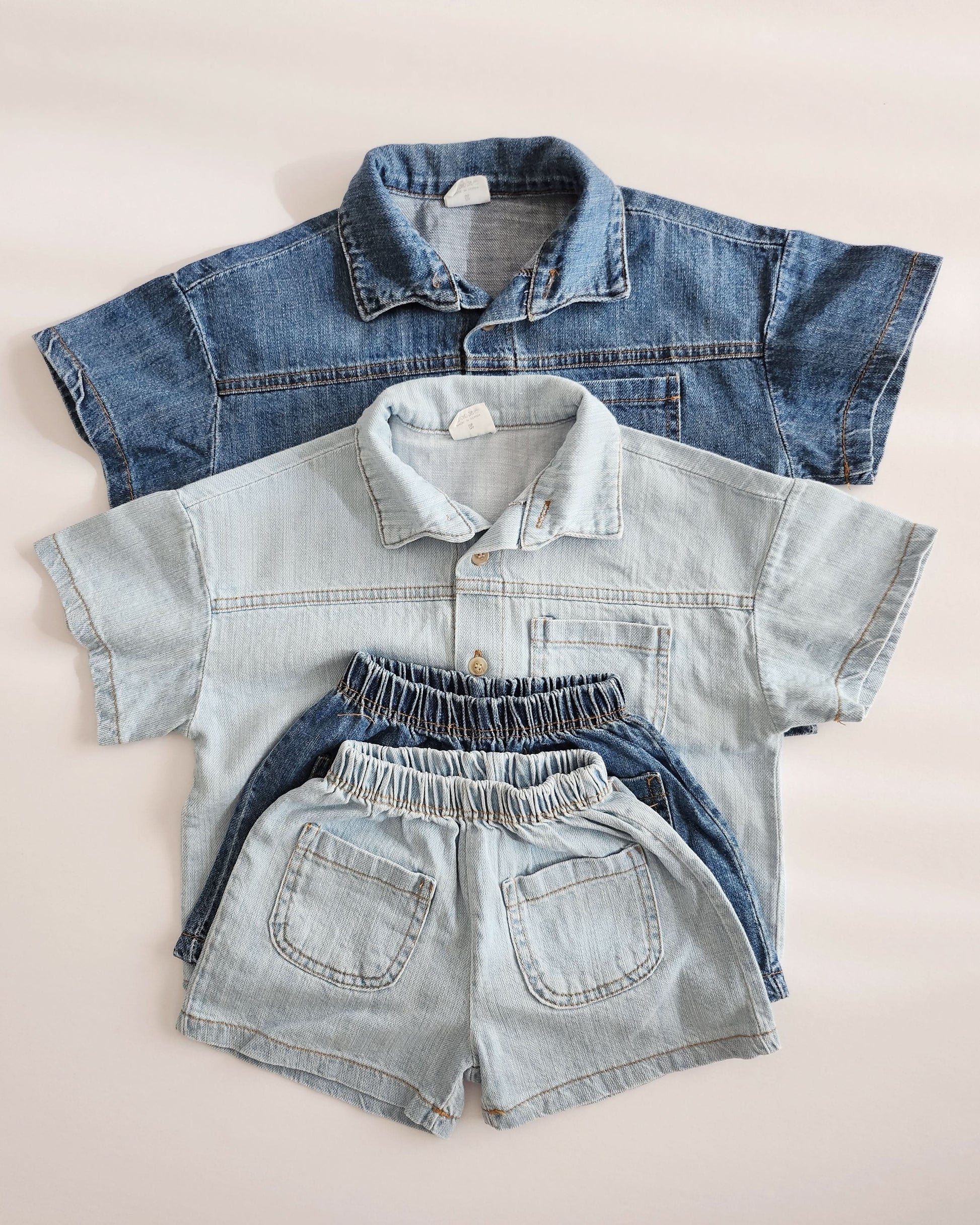 Toddler Short Sleeve Denim Shirt (6m-5y) - 2 Colors - AT NOON STORE