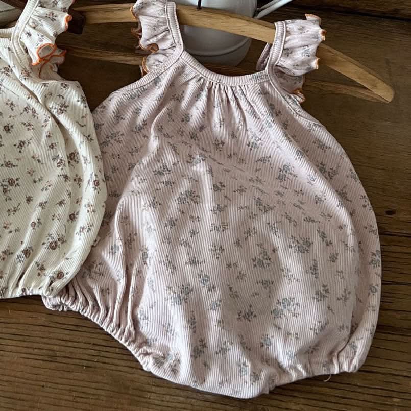 Baby Lala Ruffle Lettuce Edge Strap Tank Top Ribbed Romper (0-18m) - 2 Colors - AT NOON STORE