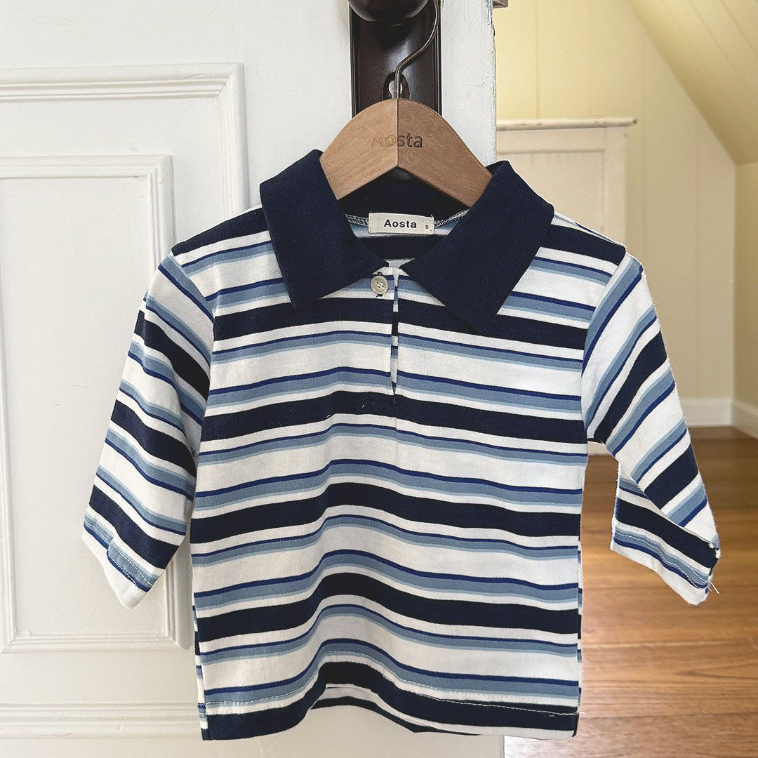 Baby/Toddler Aosta F25 Multi Striped Collar Long Sleeve Top (3m-5y)- 2 Colors - AT NOON STORE