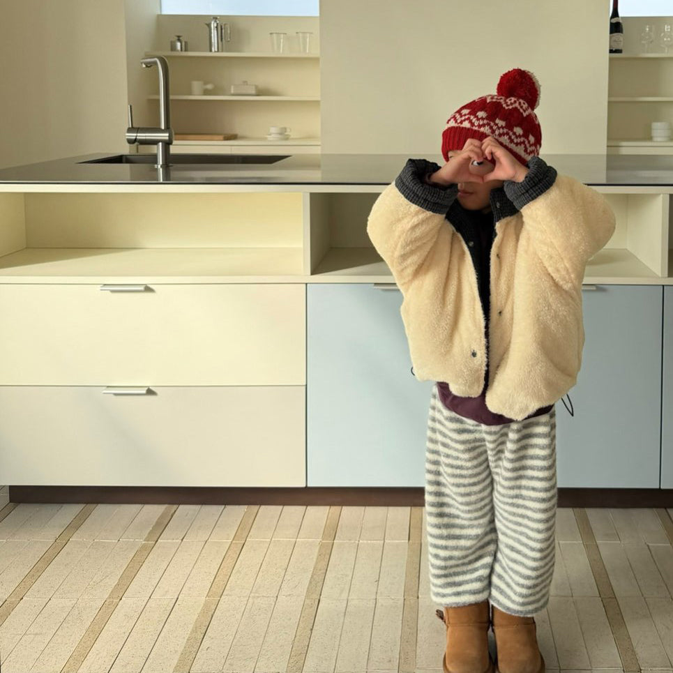 Kids W25 Stripe Warm Fuzzy Jogger Pants (2-7y) - Gray