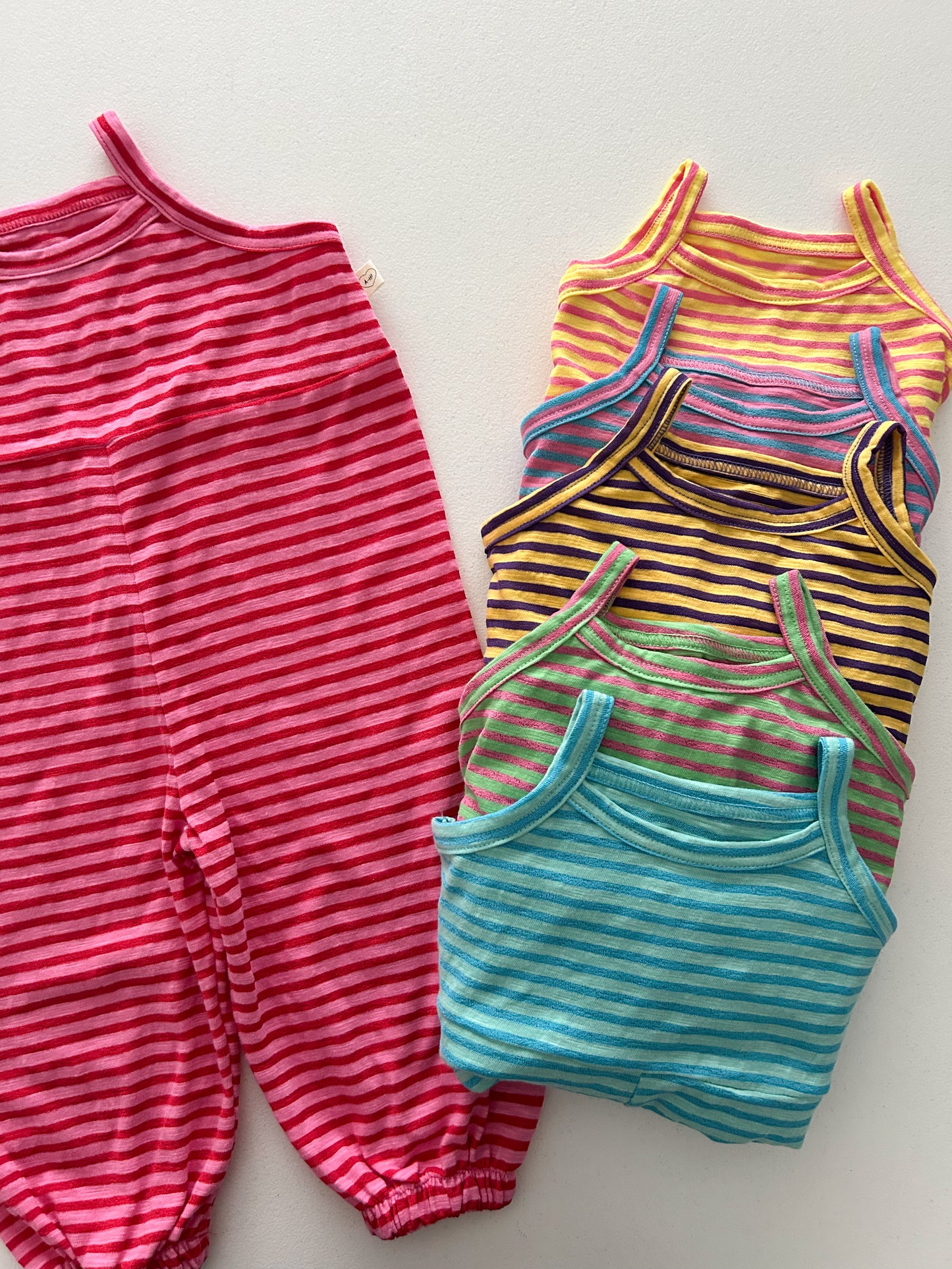 Toddler Sleeveless Stripe Jumpsuit (1-5y)- 5 Colors
