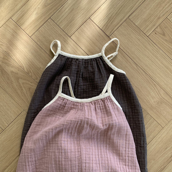 Baby BH Cotton Spaghetti Straps Jumpsuit (3-18m) - 2 Colors