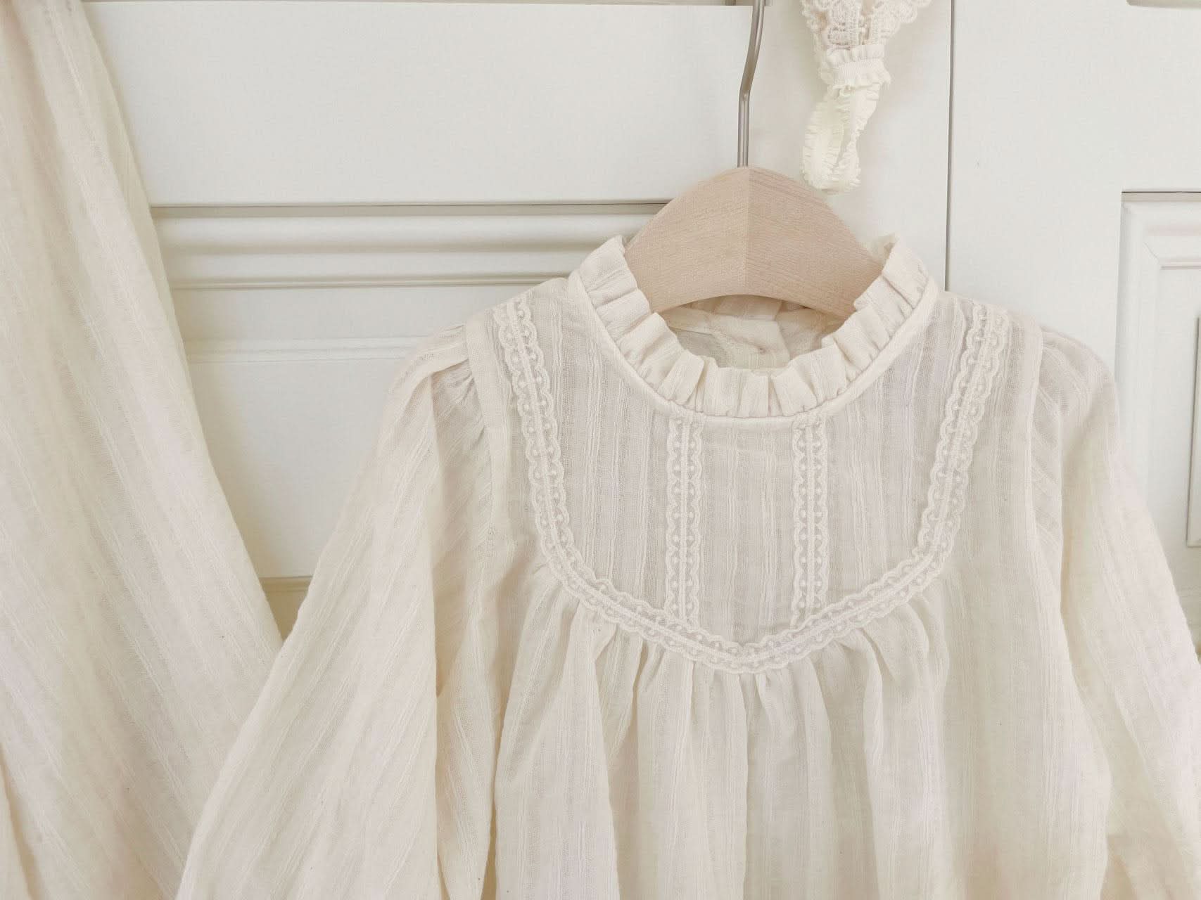 Toddler Ruffle Trim Lace York Dress (1-5y) - Cream - AT NOON STORE
