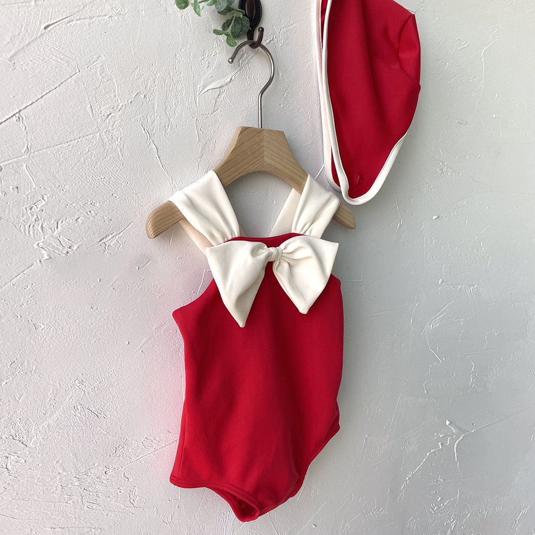 Toddler Milk SS25 Front Big Bow Classic One-Piece Swimsuit (1-6y) - Red - AT NOON STORE