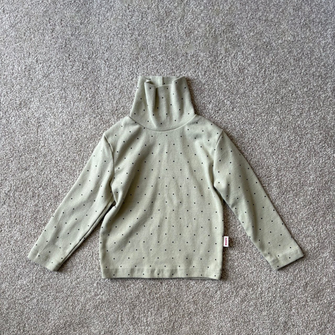 Toddler W25 Warm Fleece Polka Dot Mock Neck Long Sleeve Top (1-7y) - 2 Colors