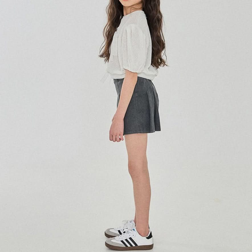 Girls Bow Detail Short Sleeve Summer Knit Top (3-6y) - Ivory - AT NOON STORE