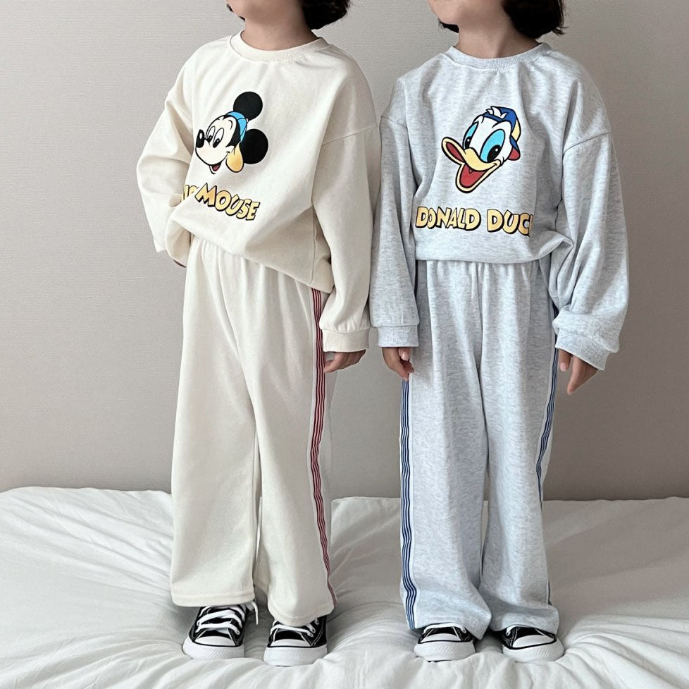 Toddler F25 Disney Long Sleeve Sweatshirt and Side Tape Wide Pants Set (1-6y) -2 Colors - AT NOON STORE