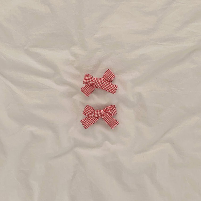 Girls Gingham Bow Hair Clips (2pk) - 2 Colors