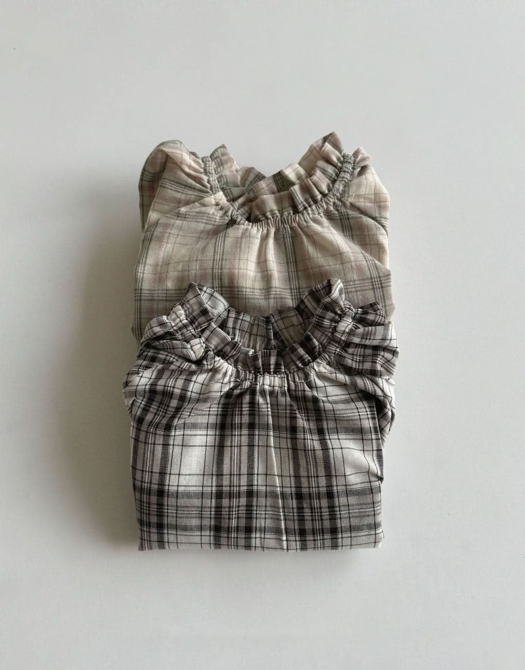 Baby Toddler Ruffle Neck Plaid Blouse Top (3m-5y) - 2 Colors - AT NOON STORE