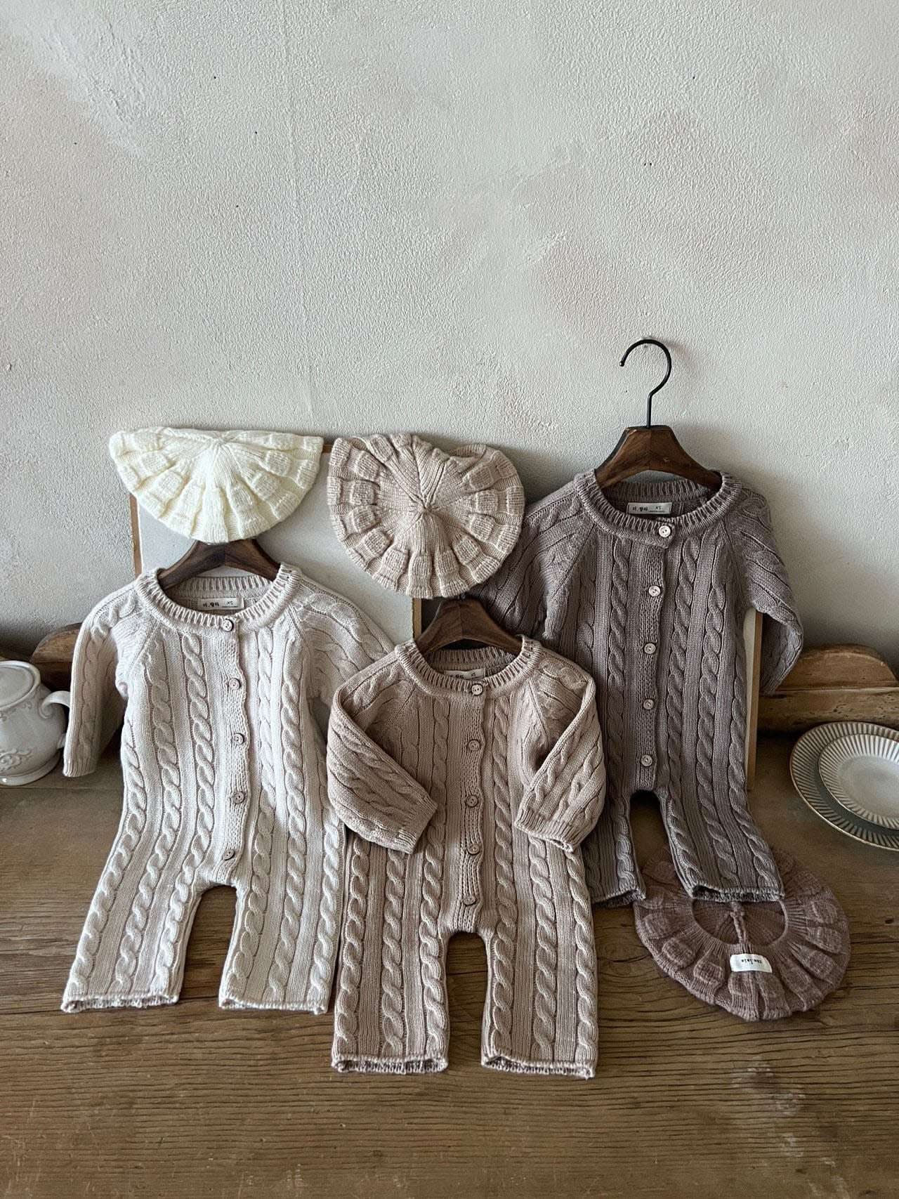 Baby Cable Knit Sweater Long Sleeve Jumpsuit (0-24m) - 3 Colors - AT NOON STORE
