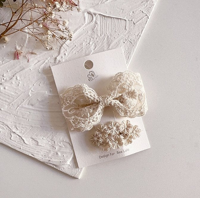 Girls Crochet Hair Clips (2pk) - Bow Set - AT NOON STORE