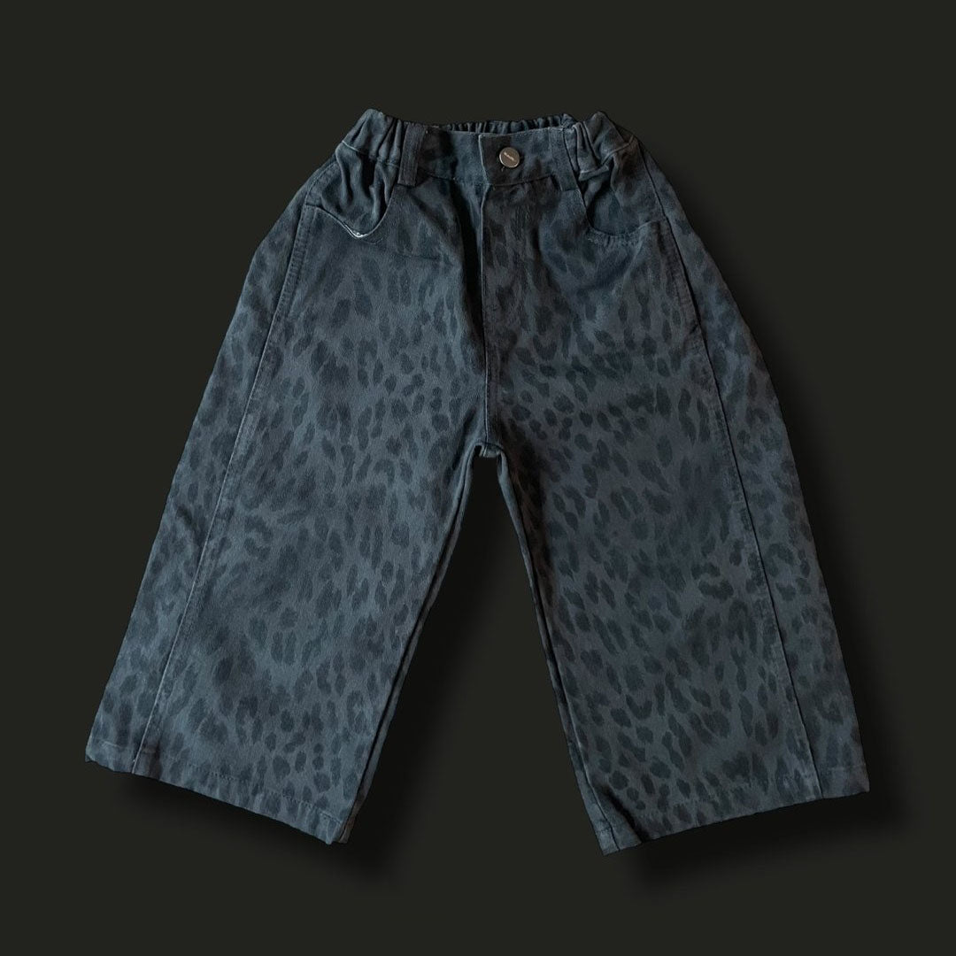 Toddler F25 Side Stitch Detail Cheetah Pants (3-7y) - Charcoal - AT NOON STORE