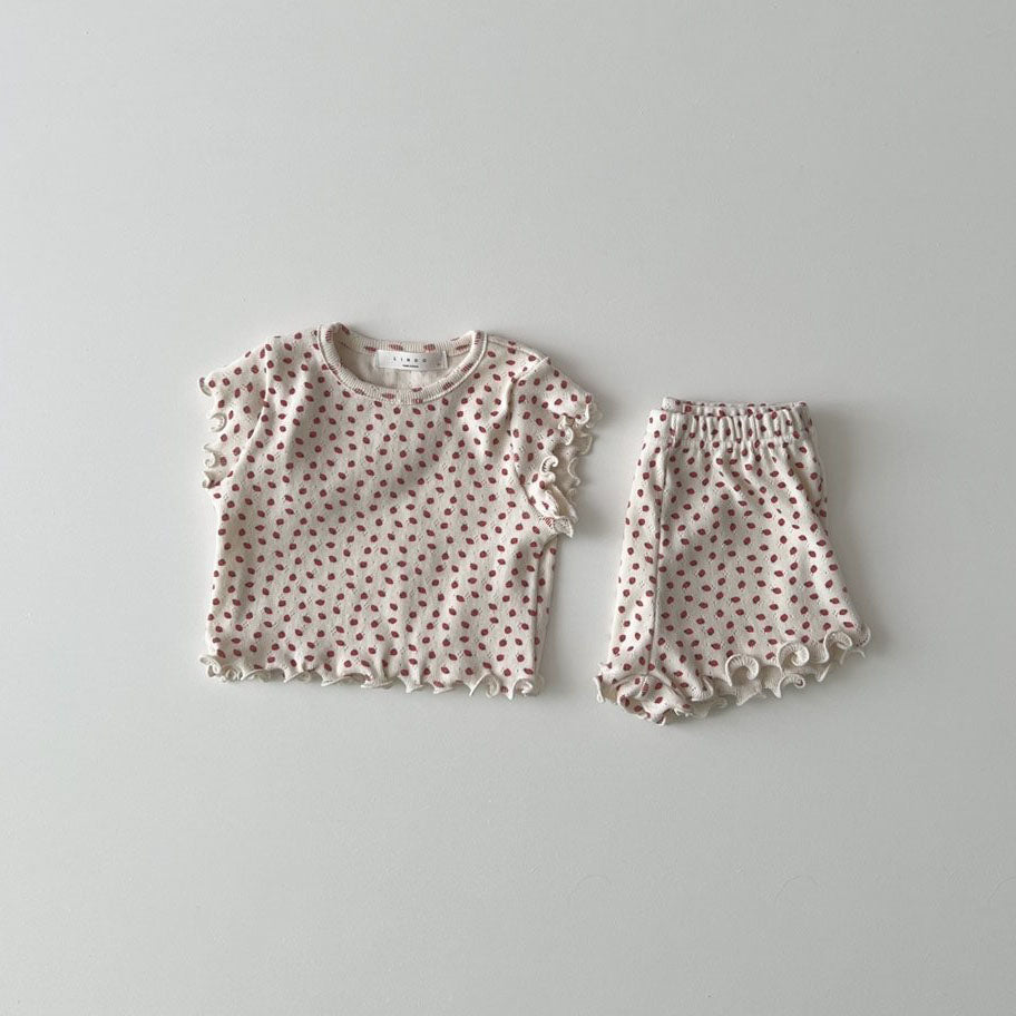 Kids SS25 Lettuce-Edge Short Sleeve Top and Shorts Set (1-6y) - 2 Colors - AT NOON STORE