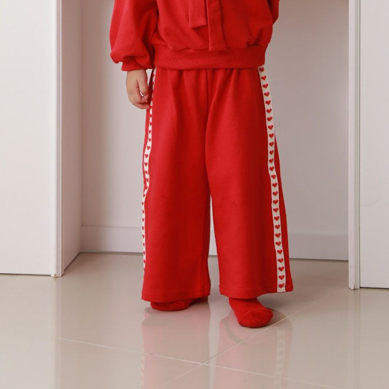 Toddler F25 Heart Side Tape Pull-on Pants (1-6y)- Red - AT NOON STORE