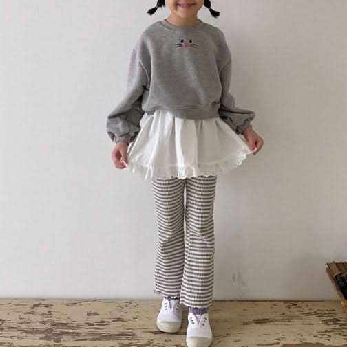 Toddler Cat Face Embroidery Cropped Sweatshirt (1-6y) - 3 Colors - AT NOON STORE