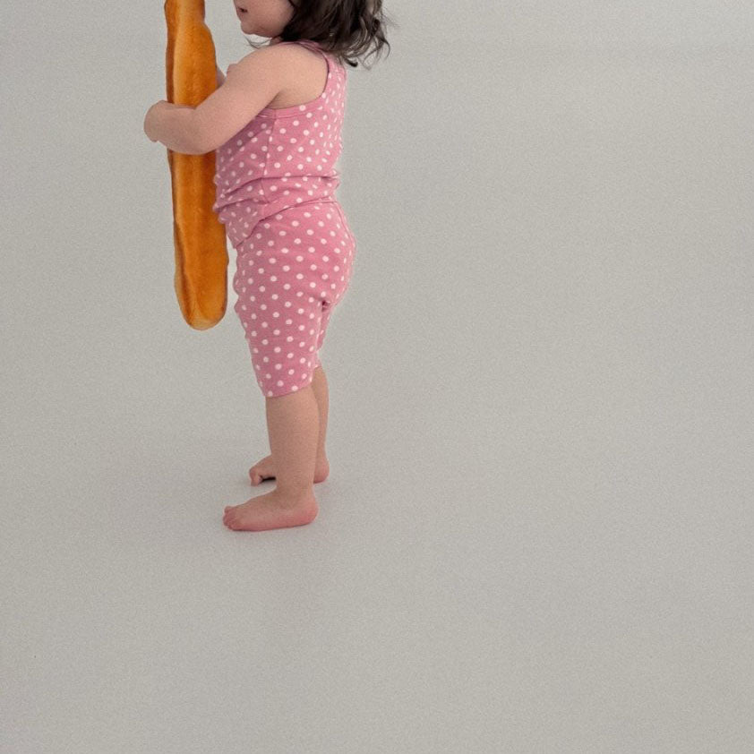 Baby Toddler Bella SS25 Polka Dot Noodle Strap Top and Biker Shorts Set (1-6y) - Pink - AT NOON STORE