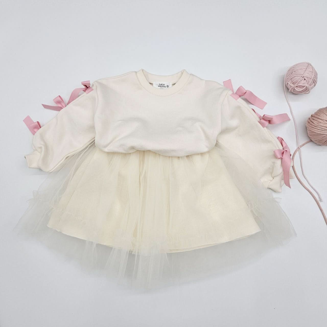 Toddler Bow Detail Long Sleeve Cropped Sweatshirt (2-7y) - 2 Colors - AT NOON STORE