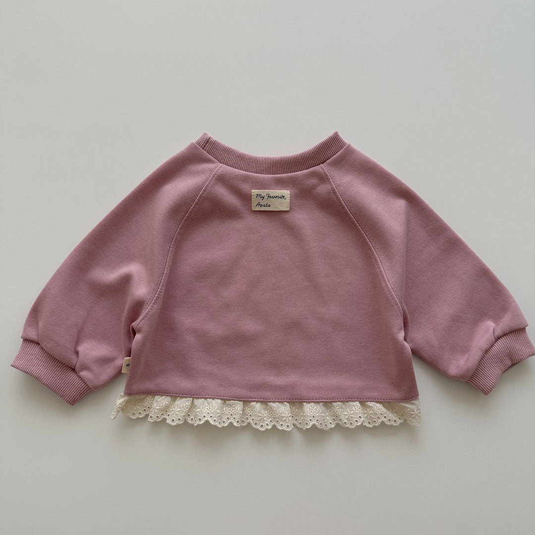 Baby/Toddler Aosta F25 Lace Detail Hem Long Sleeve Sweatshirt (3m-5y)- 2 Colors - AT NOON STORE
