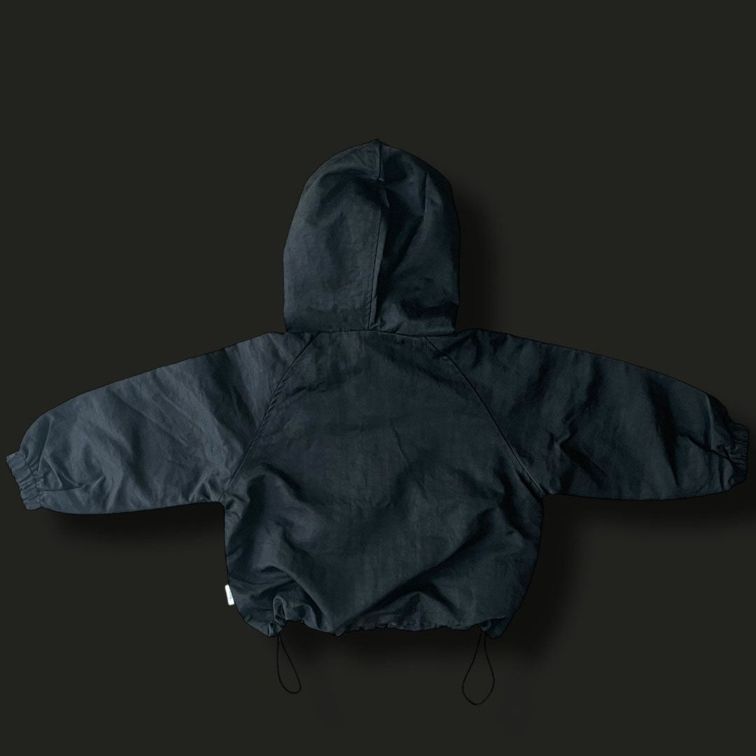 Toddler F25 Multi Pocket Adjustable Hem String Hooded Jacket (3-7y) - Black - AT NOON STORE