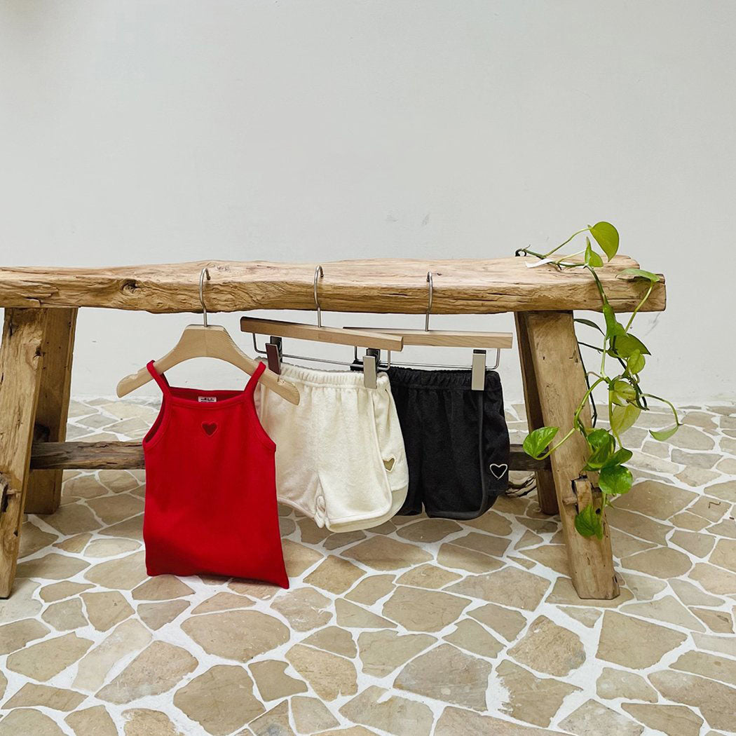 Toddler Milk SS25 Noodle Strap Heart Cut Out Top (1-7y) - 2 Colors - AT NOON STORE