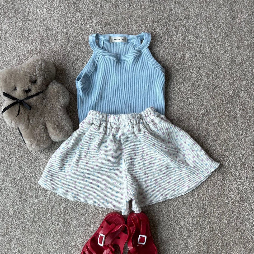 Toddler SS25 Floral Waffle Shorts (1-7y) - Ivory