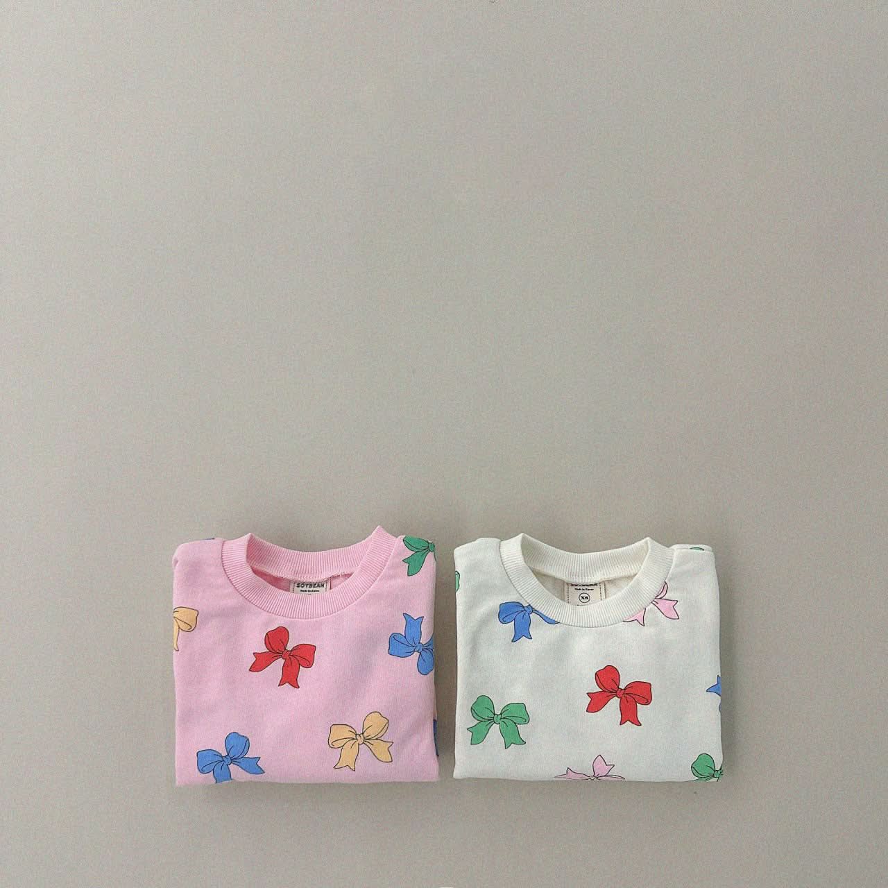 Girls Bow Print Sweatshirt & Skirt Set (1-6y) - 2 Colors - AT NOON STORE