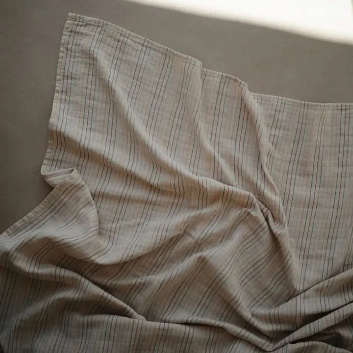 Mushie Muslin Swaddle Blanket Organic Cotton (Retro Stripe) - AT NOON STORE