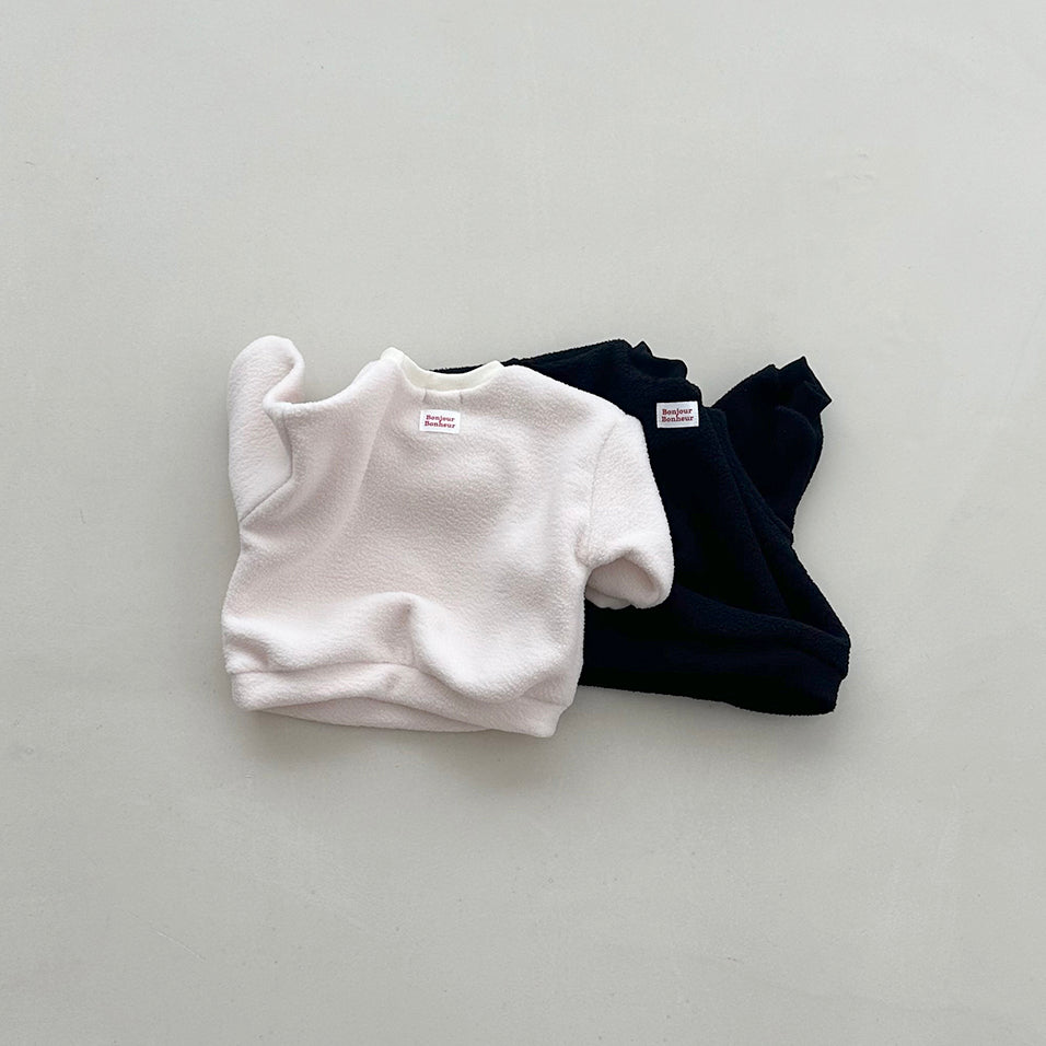 Toddler W25 'Bonjour Bonheur' Fleece Long Sleeve Sweatshirt (4m-6y) - 2 Colors
