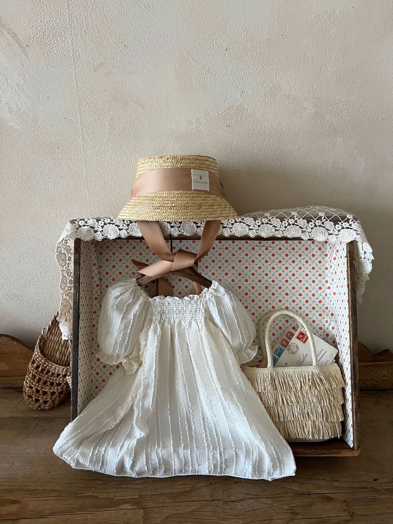 Girl Milky Way Smocked Yoke Short Puff Sleeve Dress (1-6y) - Ivory - AT NOON STORE