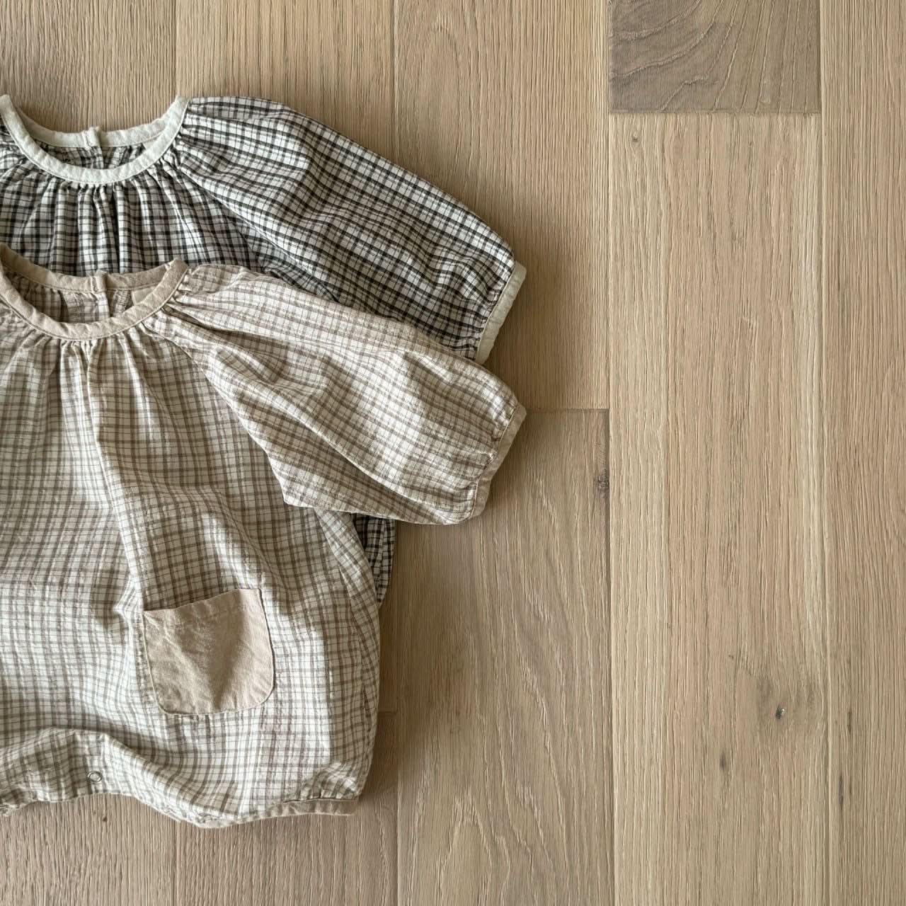Baby Long Sleeve Pocket Plaid Romper (3-18m) - 2 Colors - AT NOON STORE