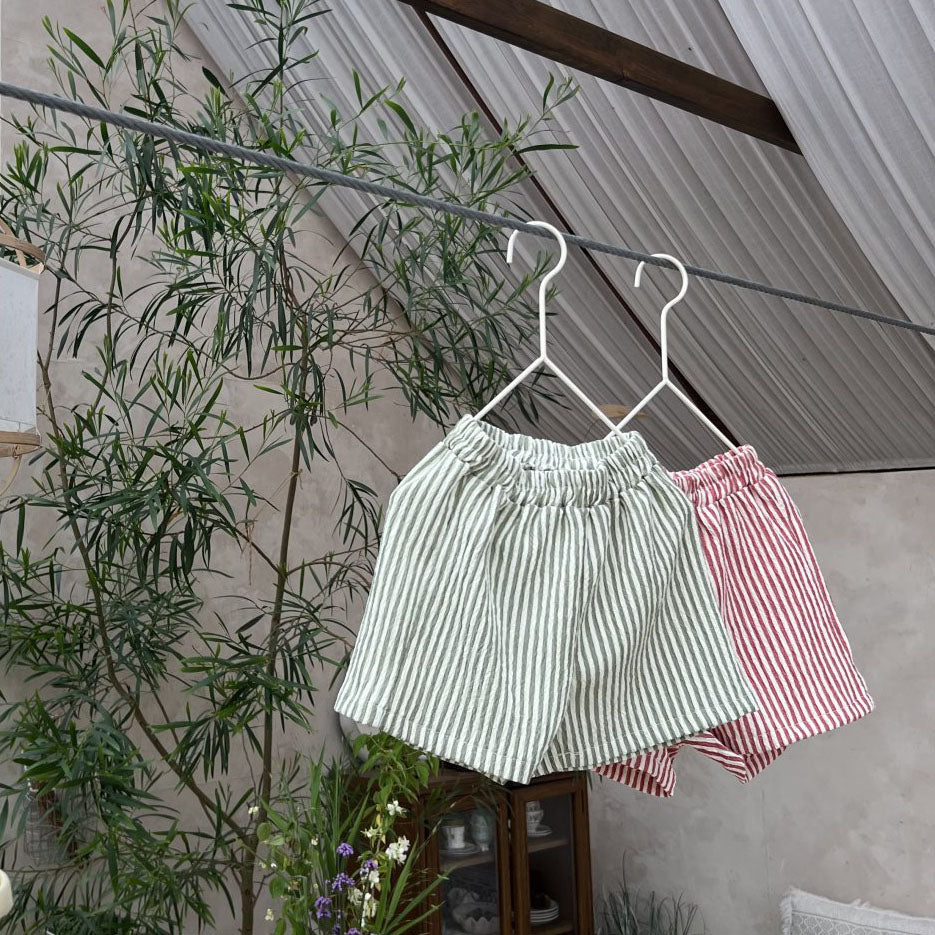 Toddler SS25 Basic Top and Stripe Shorts Set (2-7y) - 2 Colors
