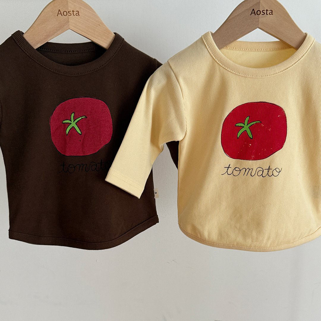Baby/Toddler Aosta F25 Tomato Print Ribbed Long Sleeve Top (3m-5y)- 2 Colors - AT NOON STORE