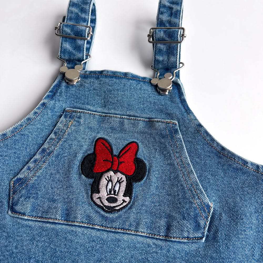 Toddler Disney Minnie Embroidery Kangaroo Pocket Denim Skirtalls (1-6y) - AT NOON STORE