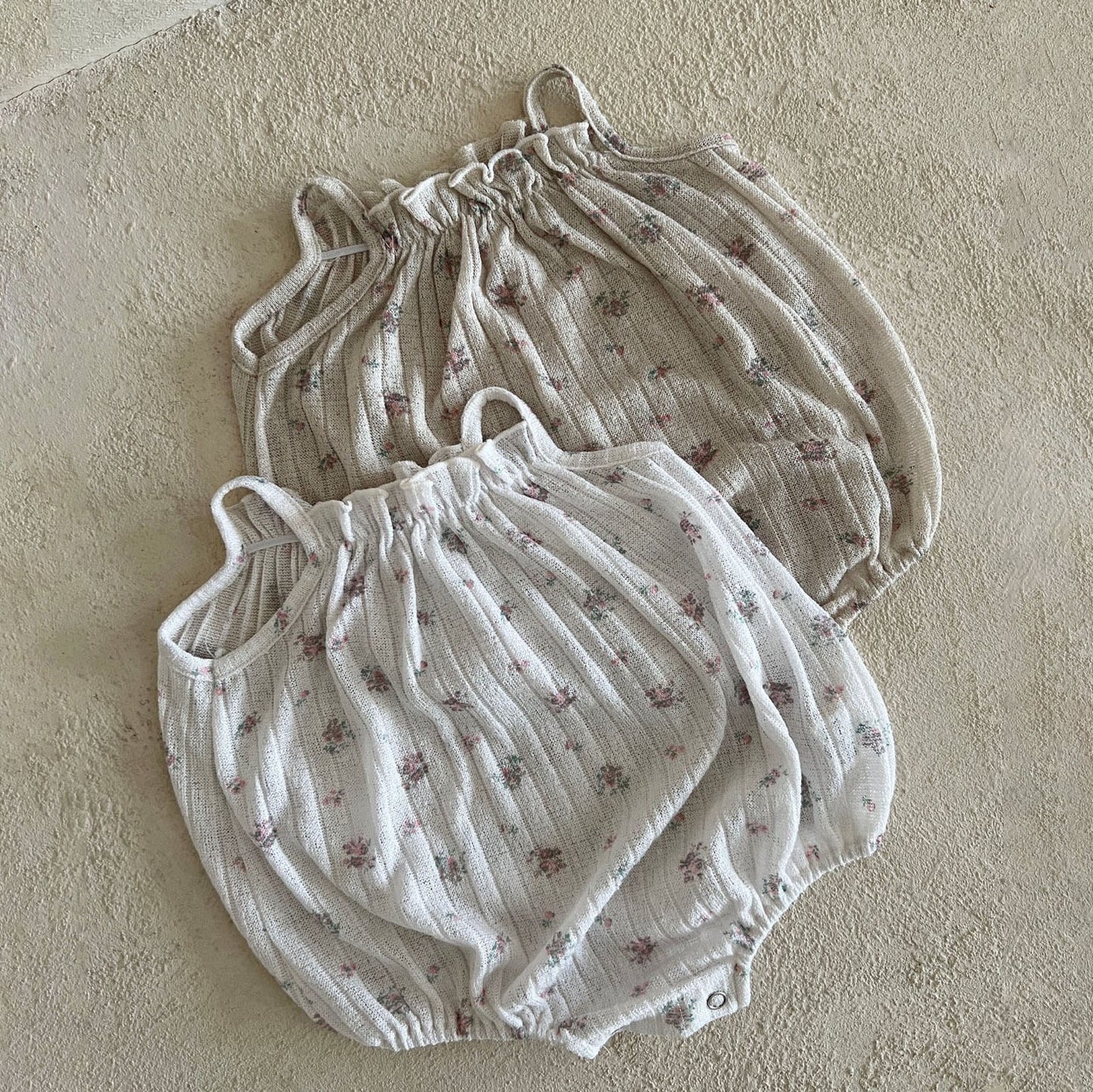 Baby Lala SS25 Floral Spaghetti Strap Bubble Romper (6-24m) - 2 Colors - AT NOON STORE