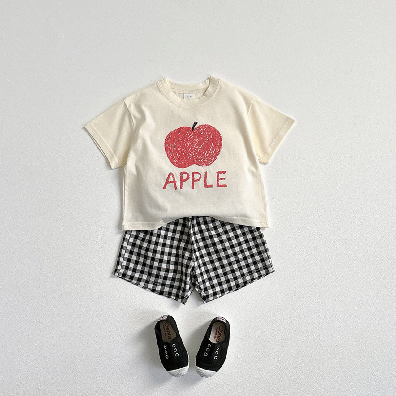 Toddler SS25 Fruit Print Short Sleeve Top and Gingham Shorts Set (1-6y) - 4 Colors - AT NOON STORE