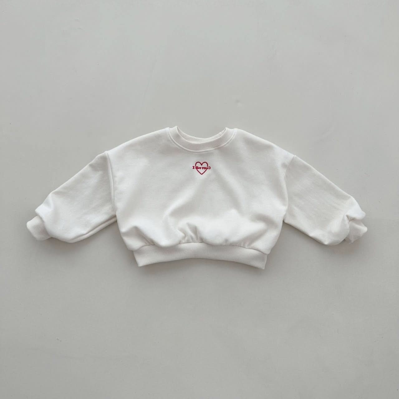 Toddlers I Like You Embroidery Crop Sweatshirt (2m-6y) - 2 Colors - AT NOON STORE