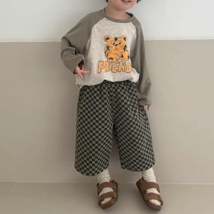 Toddler F25 Checkered 7/8 Length Pants (2-8y) - Olive - AT NOON STORE