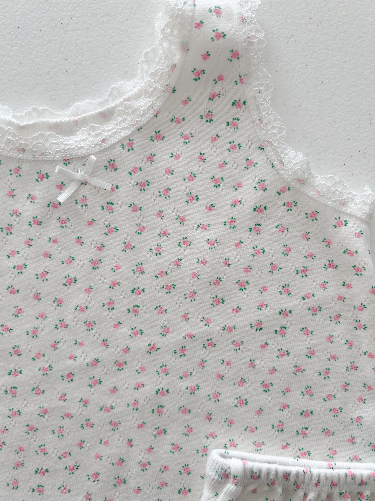 Girl SS25 Lace Trim Floral Sleeveless Top and Shorts Set (2-7y) - Pink Floral