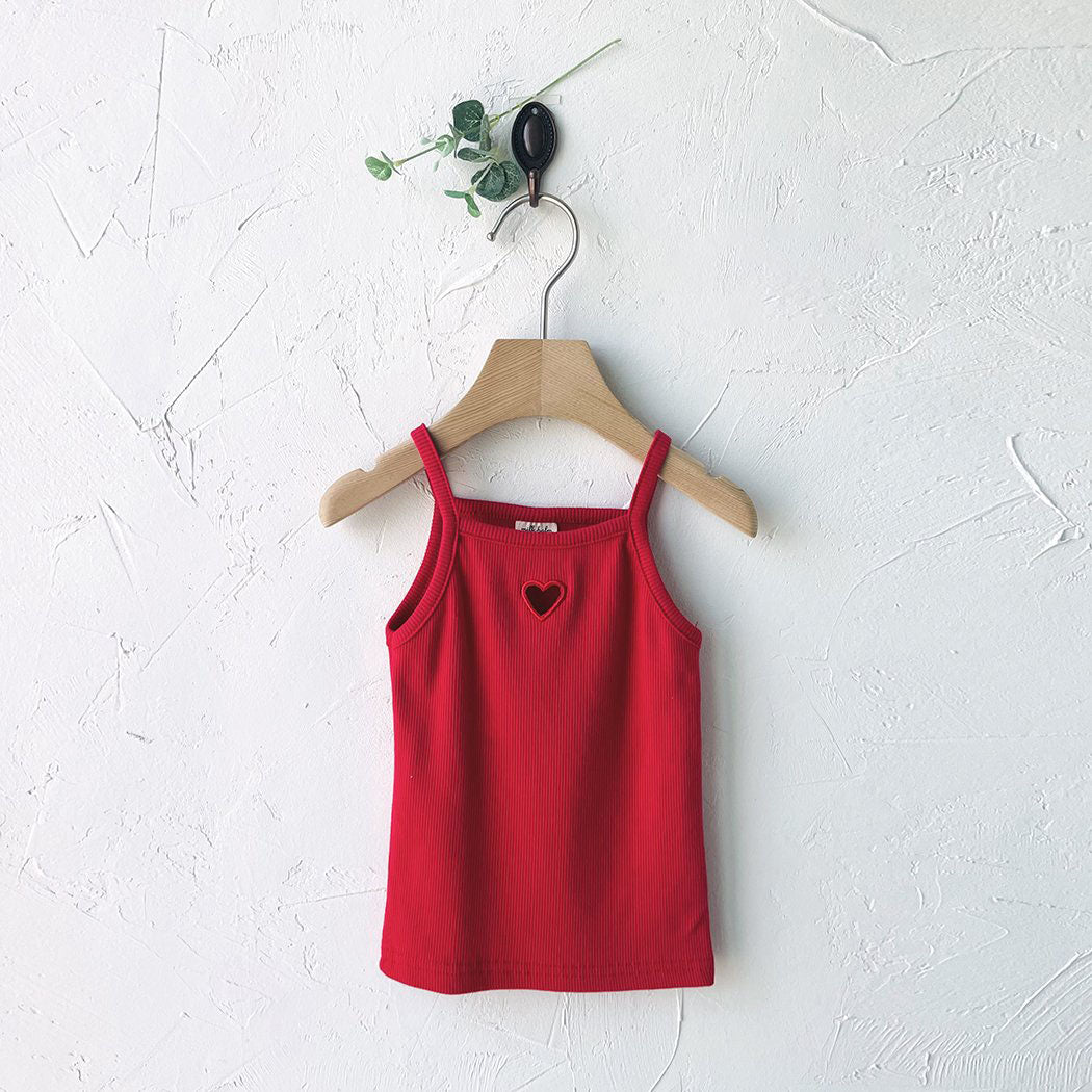 Toddler Milk SS25 Noodle Strap Heart Cut Out Top (1-7y) - 2 Colors - AT NOON STORE