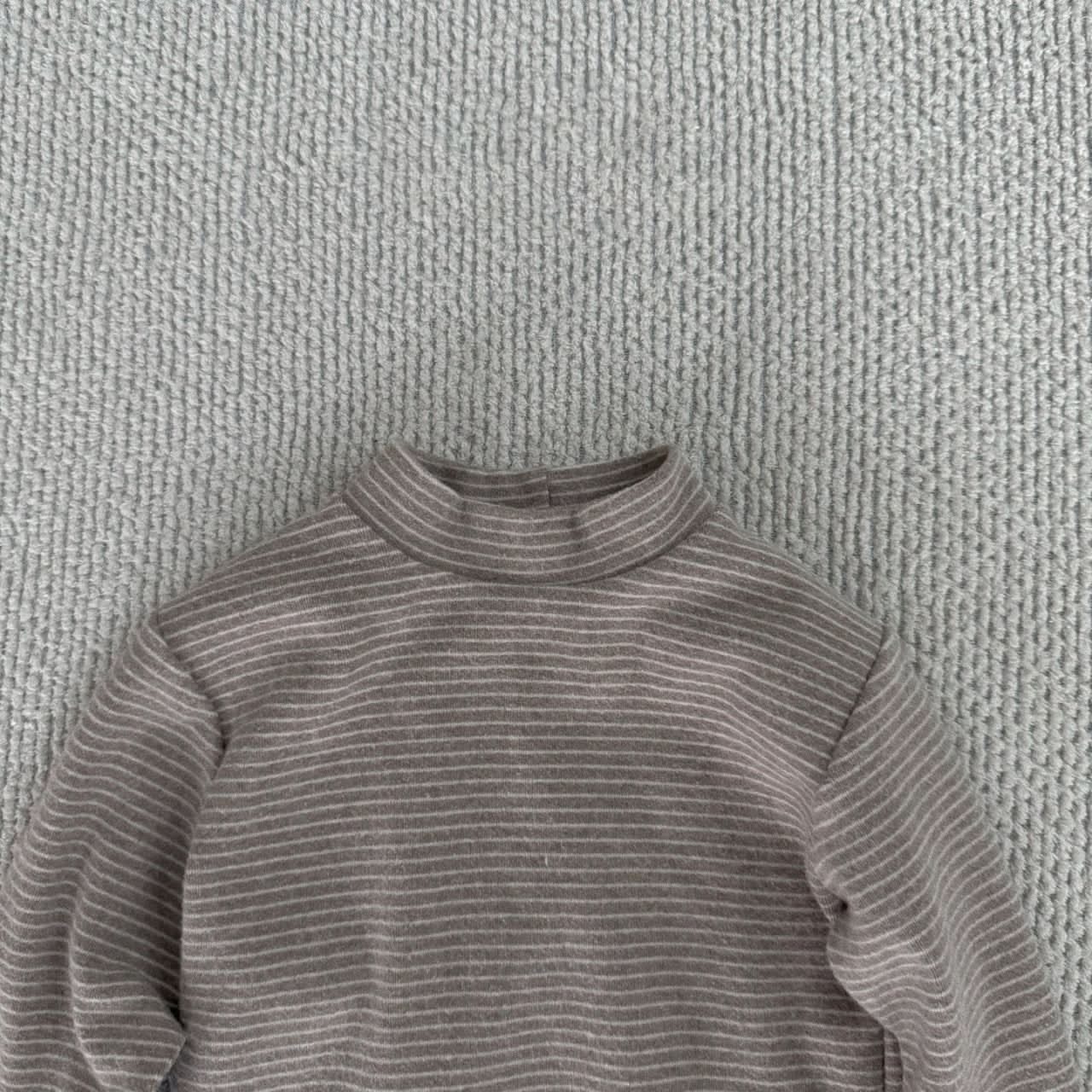 Baby Toddler W24 Stripe Long Sleeve Mock-neck Top (6m-6y) - Beige - AT NOON STORE